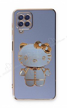 Eiroo Aynal Kitty Samsung Galaxy M12 Standl Mavi Silikon Klf