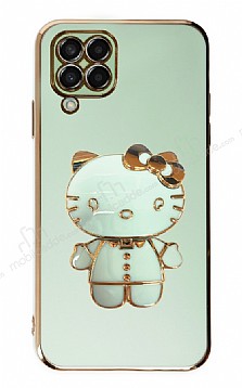 Eiroo Aynal Kitty Samsung Galaxy M32 Standl Yeil Silikon Klf