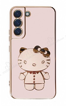 Eiroo Aynal Kitty Samsung Galaxy S22 Plus 5G Standl Pembe Silikon Klf