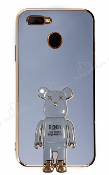 Eiroo Baby Bear Oppo AX7 Standl Mavi Silikon Klf