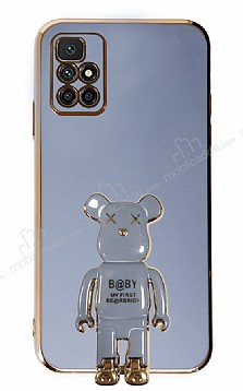 Eiroo Baby Bear Xiaomi Redmi 10 Standl Mavi Silikon Klf