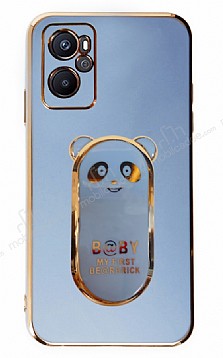 Eiroo Baby Panda Oppo A76 Standl Mavi Silikon Klf