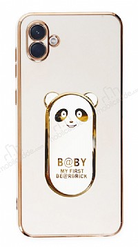 Eiroo Baby Panda Samsung Galaxy A04e Standl Beyaz Silikon Klf
