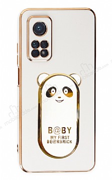 Eiroo Baby Panda Xiaomi Mi 10T Pro Standl Beyaz Silikon Klf