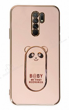 Eiroo Baby Panda Xiaomi Redmi 9 Standl Pembe Silikon Klf