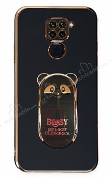 Eiroo Baby Panda Xiaomi Redmi Note 9 Standl Siyah Silikon Klf