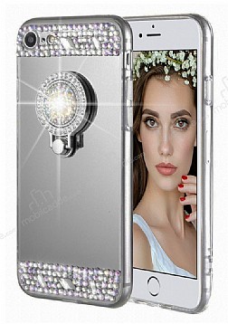 Eiroo Bling Mirror iPhone 6 / 6S Silikon Kenarl Aynal Siyah Rubber Klf