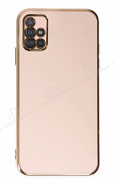 Eiroo Borderline Samsung Galaxy A51 Kamera Korumal Pembe Silikon Klf