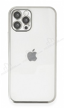 Eiroo Camera Protect iPhone 12 Pro 6.1 in Kamera Korumal Silver Silikon Klf