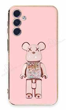 Eiroo Candy Bear Samsung Galaxy A24 4G Standl Pembe Silikon Klf