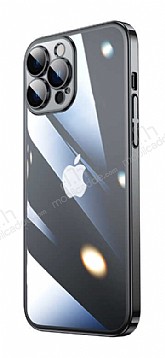 Eiroo Color Frame iPhone 14 Pro Max Kamera Korumal Siyah Silikon Klf