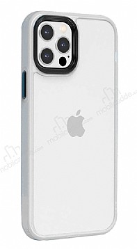 Eiroo Contrast iPhone 13 Pro Beyaz Silikon Klf