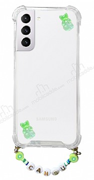 Eiroo Gummy Samsung Galaxy S21 Yeil Ayckl Kiiye zel simli effaf Ultra Koruma Klf