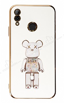 Eiroo Huawei P Smart 2019 Candy Bear Standl Beyaz Silikon Klf