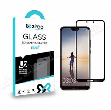 Eiroo Huawei P20 Lite Tempered Glass Full Siyah Cam Ekran Koruyucu