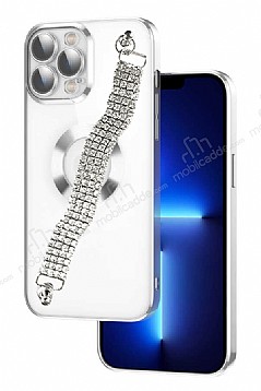 Eiroo iPhone 12 Pro Max Su Yolu Zincirli Silver Silikon Klf
