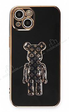 Eiroo iPhone 13 Mini Bearbrick Standl Siyah Silikon Klf