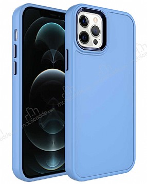 Eiroo iPhone 13 Pro Metal ereveli Mavi Rubber Klf
