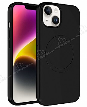 Eiroo iPhone 14 MagSafe zellikli Siyah Silikon Klf