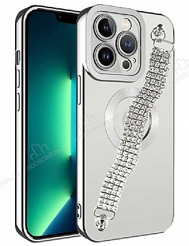 Eiroo iPhone 14 Pro Su Yolu Zincirli Silver Silikon Klf