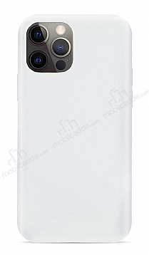 Eiroo Lansman iPhone 12 Pro Max 6.7 in Beyaz Silikon Klf