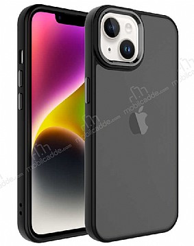 Eiroo Luxe iPhone 14 Buzlu Silikon Kenarl Siyah Rubber Klf