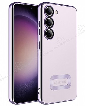 Eiroo Luxury Clear Samsung Galaxy S23 Kamera Korumal Lila Silikon Klf