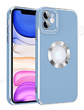 Eiroo Luxury Protection iPhone 12 Kamera Korumal Mavi Silikon Klf