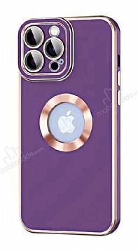 Eiroo Luxury Protection iPhone 14 Pro Max Kamera Korumal Mor Silikon Klf