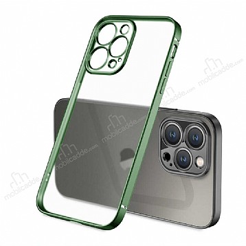 Eiroo Matte Crystal iPhone 13 Pro Kamera Korumal Yeil Rubber Klf