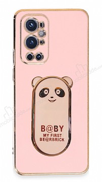 Eiroo OnePlus 9 Pro Baby Panda Standl Pembe Silikon Klf