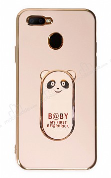 Eiroo Baby Panda Oppo AX7 Standl Pembe Silikon Klf