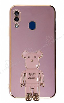 Eiroo Samsung Galaxy A20 / A30 Baby Bear Standl Mor Silikon Klf