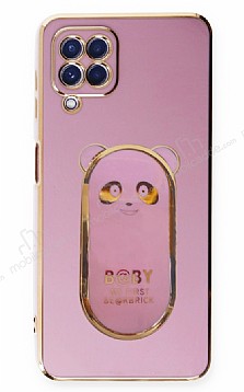 Eiroo Samsung Galaxy A22 4G Baby Panda Standl Mor Silikon Klf