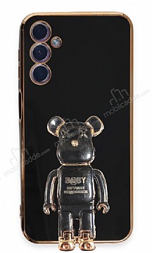 Eiroo Samsung Galaxy A24 4G Baby Bear Standl Siyah Silikon Klf
