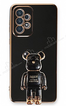 Eiroo Samsung Galaxy A53 5G Baby Bear Standl Siyah Silikon Klf