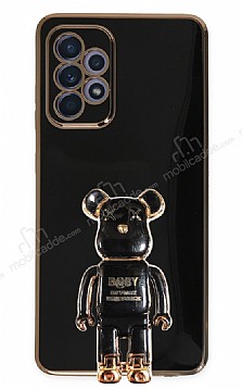 Eiroo Samsung Galaxy A52s 5G Baby Bear Standl Siyah Silikon Klf