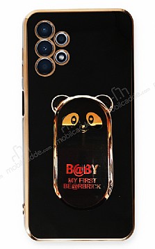 Eiroo Samsung Galaxy A53 5G Baby Panda Standl Siyah Silikon Klf