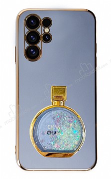 Eiroo Samsung Galaxy S23 Ultra Parfm iesi Standl Mavi Silikon Klf