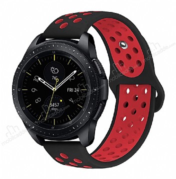 Eiroo Huawei Watch 3 Pro Silikon Siyah-Krmz Spor Kordon