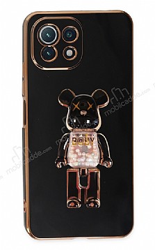 Eiroo Xiaomi Mi 11 Lite 5G Candy Bear Standl Siyah Silikon Klf
