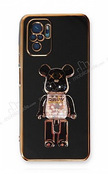 Eiroo Xiaomi Poco M5s Candy Bear Standl Siyah Silikon Klf
