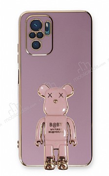 Eiroo Xiaomi Redmi Note 10 Baby Bear Standl Mor Silikon Klf