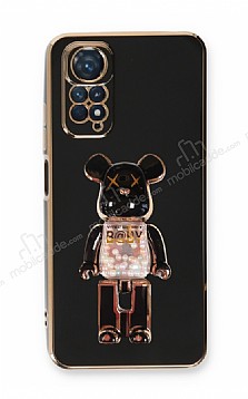 Eiroo Xiaomi Redmi Note 11S Candy Bear Standl Siyah Silikon Klf