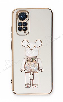 Eiroo Xiaomi Redmi Note 11S Candy Bear Standl Beyaz Silikon Klf