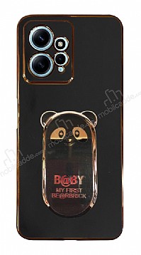 Eiroo Xiaomi Redmi Note 12 4G Baby Panda Standl Siyah Silikon Klf