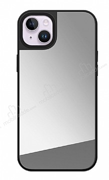 iPhone 14 Plus Aynal Silver Silikon Kenarl Rubber Klf