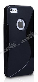iPhone SE / 5 / 5S Desenli Siyah Silikon Klf