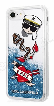 Karl Lagerfeld iPhone 7 / 8 Captain Karl Simli Mavi Silikon Klf