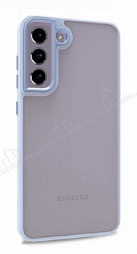 Lux Metal Serisi Samsung Galaxy S21 FE 5G Mat Mavi Kenarl effaf Silikon Klf